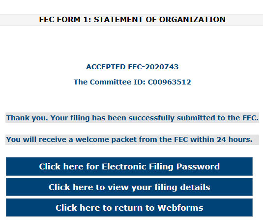 FEC record for Elon 2028
